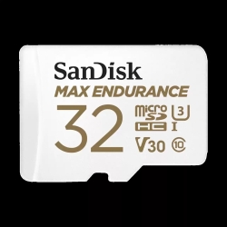 SanDisk Max Endurance MicroSDHC Card, Sqqvr 32G, (15,000 Hrs), Uhs-I, C10, U3, V30, 100MB/s R, 40MB/s W, Sd Adaptor, 3Y SDSQQVR-032G-GN6IA
