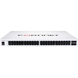 FortiSwitch 148F-Fpoe Layer 2 FortiGate Switch Controller Compatible PoE+ Switch With 48x 1G RJ45 With PoE+ And 4x 10G/1G Sfp+/Sfp Ports And 1x RJ45 Console Port. Max 740W PoE Output Limit. FS-148F-FPOE