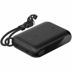 Belkin BoostCharge Power Bank - For Smartphone, Tablet Pc, IPhone, IPad Mini, IPad Pro - 10000 MAh - 20 W - USB Type-C Connector - 2 X USB - Digital Display, Battery Level Indicator, Overheat Protection BPB027FQBK