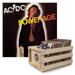 Crosley Record Storage Crate Ac/Dc Powerage Vinyl Album Bundle SM-5107621-B