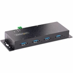 StarTech.com 4-Port Industrial USB 3.0 5Gbps Hub, Rugged USB Hub With Esd Protection, DIN/Wall/Desk Mountable, USB-A Expansion Hub, Taa - 4-port Metal USB Hub For Industrial Environment; Driverless; USB 5Gbps - Wall / Desk / Din Rail Mount - Dc Barrel Or