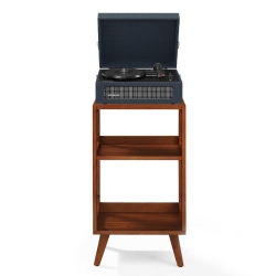 Crosley Voyager Bluetooth Portable Turntable + Crosley Asheville Stand Bundle - Navy CR8017BMS-NY4