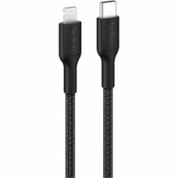 Belkin BoostCharge Pro 1 M Lightning/USB-C Data Transfer Cable - Cable For IPhone, IPad Air, IPad Pro - First End: 1 X USB Type C - Male - Second End: 1 X Lightning - Male - Mfi - Black CAA022FQ1MBK