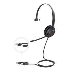 Yealink UH37 Mono USB Wired Headset, Uc, Usb-c/a, 35mm Speaker, Busylight, Leather Ear Cushion,HD Audio, 2Mic Noise Killer, Microsoft Teams & Uc UH37-M-UC-C/A