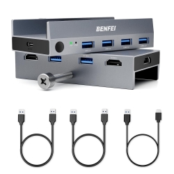Benfei 000355GY USB 3.0 Hdmi Kvm Switch(8K@60Hz) With 4 USB 3.0 Ports For 2 Computers Sharing Monitor Keyboard Mouse ELEBEN355GY