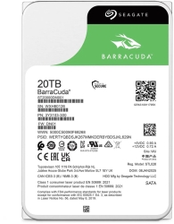 Seagate 20TB 3.5" Barracuda, Sata 6Gb/s, Cmr, 7200RPM, 512MB Cache, 512e, Hdd, 2 Years Warranty ST20000DM001