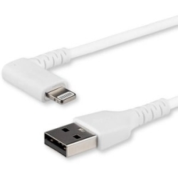StarTech.com 2m USB A To Lightning Cable IPhone IPad Durable Right Angled 90 Degree White Charger Cord W/Aramid Fiber Apple Mfi Certified - Cable For IPhone - First End: Lightning - Second End: USB - Mfi - Shielding - White RUSBLTMM2MWR