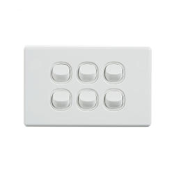 4C | Elegant Wall Switch 6 Gang 250V 16A - Horizontal 040.0.0092