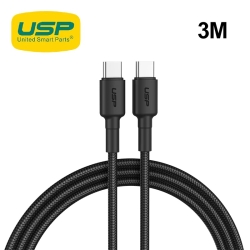 Usp BoostUp Cafule Braided Usb-c To Usb-c Cable (3M) Black - 3A, Strong & Durable, Bend-resistant, Nylon Braid, Usb-c Compatibility, 5 Years Warranty 6972890207071