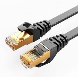 8Ware CAT7 Cable 1m - Black Color RJ45 Ethernet Network LAN Utp Patch Cord Snagless Flat Cable CAT7-F-1BLK