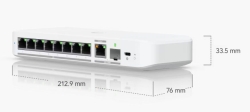 Ubiquiti | USW-Flex-2.5G-8-PoE | UniFi Compact 8 Port Gigabit Desktop PoE Switch, 8 X 2.5G PoE++ Ports, 1 X 10G PoE+++ Input Port For Power / Sfp+ Port Combo UB.USW.FLEX.2.5G8.POE
