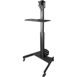 StarTech.com Mobile Standing Workstation With Monitor Mount, CPU/Pc Holder, Height Adjustable Desktop Computer Cart, Standing Workstation - 9.98 Kg Load Capacity - Steel - 645.2 Mm Length X 850.9 Mm Width - Black Wkstncart