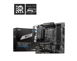 Msi Pro B760M-A Wifi DDR4 Matx Motherboard, 4x DDR4~128GB, 2x Pci-e X 16, 1x Pci-e X 1, 2x M.2, 4x Sata, 4x USB 3.2 , 2x USB 2.0 PRO B760M-A Wifi DDR4