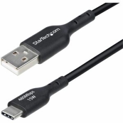 StarTech.com 1m (3ft) USB-A To USB-C Charging Cable, Charge & Sync, 3A, USB 2.0, Tpe Jacket - Black USB Charging Cord - USB-A To USB-C Charging Cable Supports 15W/3A Fast Charge And 480Mbps; Connect To A USB-A Charger/power Bank/hub; Works W/portable USB