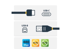 Startech 1M USB-C 2.0 To USB-B Printer Cable, TB 3 Compatible, Black, Ltw USB2CB1M