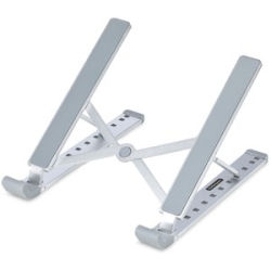 StarTech.com Foldable Laptop Riser Stand, Portable Height Adjustable Ergonomic Laptop Stand, Tilt/Raised/Angled Laptop/Tablet Stand - Angled Laptop Holder Enhances Viewing And Comfort; Adjustable Width (2-7.17in) For Notebook Computers, Tablets, Phones,