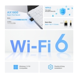 Tp-Link Archer AX1800 Nano Wi-Fi 6 Dual-Band USB Adapter, 3YR ARCHER TX20U NANO