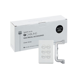 4C | Classic 6 Gang Switch 250V 16AX - Vertical - 10 Pack With 10 Free C-Clips 040.000.0300.10PACK