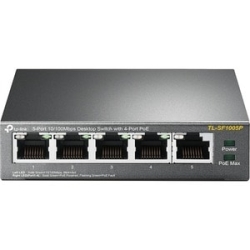 TP-Link Tl-Sf1005P 5 Ports Ethernet Switch - Fast Ethernet - 10/100Base-T - 2 Layer Supported - 1.90 W Power Consumption - 67 W PoE Budget - Twisted Pair - PoE Ports - Desktop TL-SF1005P
