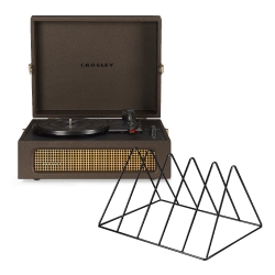Crosley Voyager Bluetooth Portable Turntable - Cocoa + Gadhouse Vinyl Rack Bundle - Black CR8017BVR-CO4