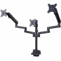 StarTech.com Triple Monitor Desk Mount For Up To Three 27in Screens, Vesa 75x75/100x100, Tool-Less Arm Adjustments, C-Clamp/Grommet - Triple Monitor Desk Mount For 27in Displays, Vesa 75x75/100x100; Spring-assisted Arms W/multiple Toolless Adjustments +/