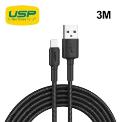 Usp BoostUp Lightning To Usb-a Cable (3M) Black - Quick Charge & Connect, 2.4A Rapid Charge,Nylon Weaving,Apple IPhone/iPad/MacBook, 5 Years Warranty 6972890207033
