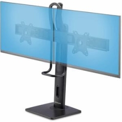 StarTech.com Crossbar Dual Monitor Desk Stand For 27inch Screens, Max Cap 26.4lb, Vesa Mount 75x75/100x100, Toolless Height Adjustment - Double Monitor Vesa Stand For Dual 27-inch Displays; Crossbar Design - Height Adjustable From 9.6 To 15.7in - Vesa Mo