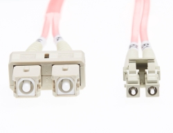 5m Lc-Sc OM4 Multimode Fibre Optic Cable: Salmon Pink - 2mm FL.OM4LCSC5MP