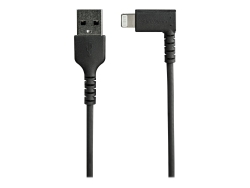 Startech 1M USB-A To Lightning Charge/Sync Cable, Right Angled, Durable, MFi, Black, 2 RUSBLTMM1MBR