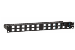 Leviton - 1RU Sij Angled Panel With Management Suitable For Up To 24 Snap In Jacks Black LE-MMCPNLX24SIJ2MAN