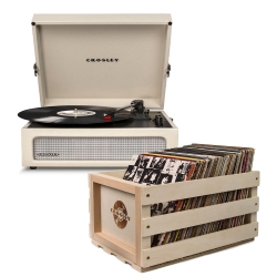 Crosley Voyager Dune - Bluetooth Portable Turntable & Record Storage Crate CR8017BSC-DU4