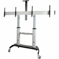 StarTech.com Dual Tv Cart, 60in Vesa TVs Up To 50kg/110lb Each, Height Adjustable Mobile Display Mount/Cart, Rolling Tv Cart On Wheels - 2 Shelf - 109.77 Kg Load Capacity - 4 Casters - Aluminium - 711.2 Mm Length X 2225 Mm Width X 2377.4 Mm Height - For