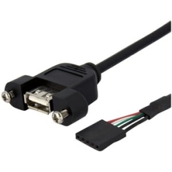 StarTech.com 3 Ft Panel Mount USB Cable - USB A To Motherboard Header Cable F/F - Cable For Motherboard, Storage Drive, Pc - First End: 1 X 4-pin USB 2.0 Type A - Female - Second End: 1 X 5-pin Idc USB 2.0 Header - Female - Nickel Plated Connector - 24/2