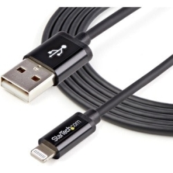 StarTech.com 2m (6ft) Long Black AppleÂ® 8-pin Lightning Connector To USB Cable For IPhone / IPod / IPad - Cable For IPod, IPad, IPhone, Mac - First End: 1 X 4-pin USB Type A - Male - Second End: 1 X 8-pin Lightning - Male - 480 Mbit/s - Mfi - Shieldin