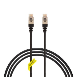 0.25m CAT6A RJ45 S/Ftp Thin Lszh 30 Awg Network Cable | 10 Pack Black 004.300.2000.10PACK