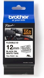 12MM Blk On White Flexible Tz Tape TZE-FX231