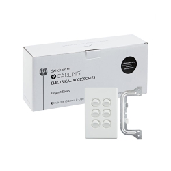 4C | Elegant Wall Switch 6 Gang 250V 16A - Vertical - 10 Pack With 10 Free C-Clips 040.0.0093.10PACK
