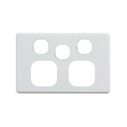 4C | Classic Double Power Point With Extra Switch Cover Plate - White *** 040.000.0030