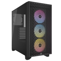 Corsair 3000D Rgb Airflow Mid-Tower Pc Case - Black, Atx, 360 Gpu, 170 CPU Cooler, 220 Psu, 3x AR120 Rgb, 2x Usb-a 3.2 Gen 1 CC-9011255-WW