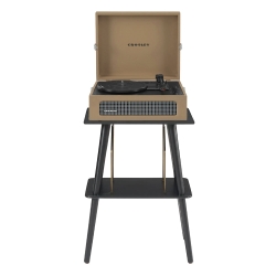 Crosley Voyager Bluetooth Portable Turntable + Entertainment Stand Bundle - Tan CRIW8017BST-TA4