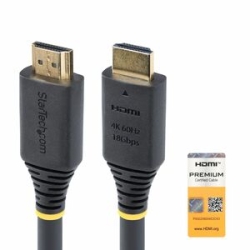 StarTech.com 5m (16.4ft) Premium Certified High Speed Hdmi Cable, 4K 60Hz/1440p 144Hz, 18Gbps, UHD Hdmi 2.0 Cord, Tpe Jacket - Premium Certified High Speed Hdmi Cable Supports 4K60Hz W/HDR10/HDCP 2.2/Arc; Connector Markings For Quick Visual Identificatio