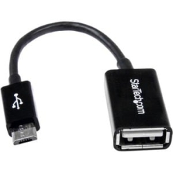 StarTech.com 5in Micro USB To USB Otg Host Adapter M/F - Cable For Mouse, Keyboard, Cellular Phone, Tablet Pc, Digital Text Reader - First End: 1 X 5-pin Micro USB 2.0 Type B - Male - Second End: 1 X 4-pin USB 2.0 Type A - Female - Shielding - Black Uusb