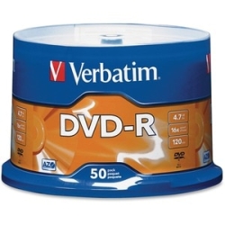 Verbatim 95101 Dvd Recordable Media - Dvd-R - 16x - 4.70 Gb - 50 / Pack - Silver - 120mm - Single-layer - 2 Hour Maximum Recording Time 95101