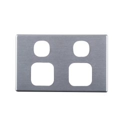 4C | Elegant Double Gpo Aluminium Cover Plate - Silver Matt 040.0.0110