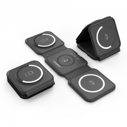 Choetech T588-F-Bk 3-in-1 Foldable Fast Wireless Charger For Phone/Watch/Earphone ELECHOT588FBK