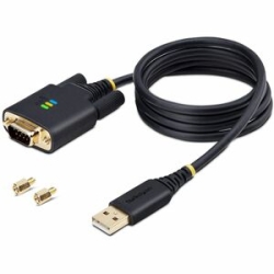StarTech.com 3ft (1m) USB To Serial Adapter Cable, Com Retention, Ftdi Ic, DB9 RS232, Interchangeable DB9 Screws/Nuts, Windows/macOS/Linux - Add A DB9 Rs-232 Serial Port To A Desktop/laptop Using A USB-A Port; Interchangeable Screws/Nuts; DB9 Screws Pre-