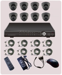 Cctv 8 Channel Dvr Combo Kit. Includes 8 X 1/3"Sony ICX633BK Ccd Camera 420TV Line, PAL:500(H)x582(V), 24*IR LED, 20M, Vandalproof Dome Camera, Dvr, Cable Sets, Ac Cord, No Hdd KT86-ST20S42