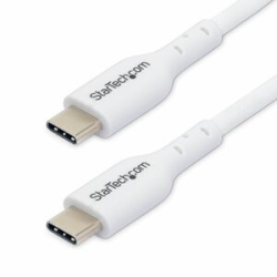 StarTech.com 2m (6.6ft) White Usb-c Charging Cable, USB 2.0 Type-C Laptop Charger Cord, 60W Power Delivery, Tpe Jacket, Data Transfer Cable - Usb-c Charging Cable Supports 60W/3A Power Delivery And 480Mbps; Fast Charge From A Usb-c Wall Charger/power Ban