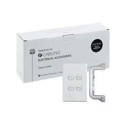 4C | Classic 4 Gang Switch 250V 16AX - Vertical - 10 Pack With 10 Free C-Clips 040.000.0298.10PACK