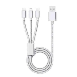 Kivee CH061 USB To 3 In 1 Charging Cable 1.2M Silver ELEKIVCH061